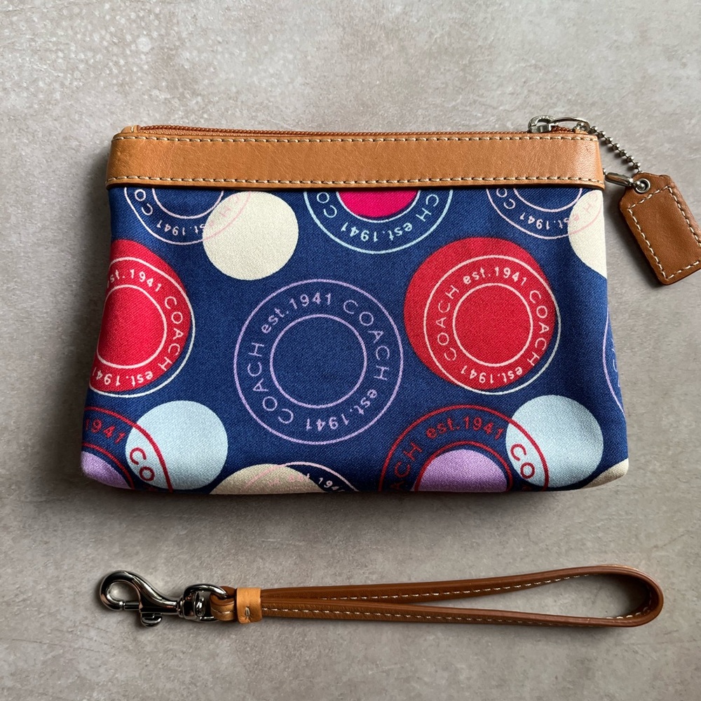Like New Red and Blue Coach Wristlet - Picture 4 of 13